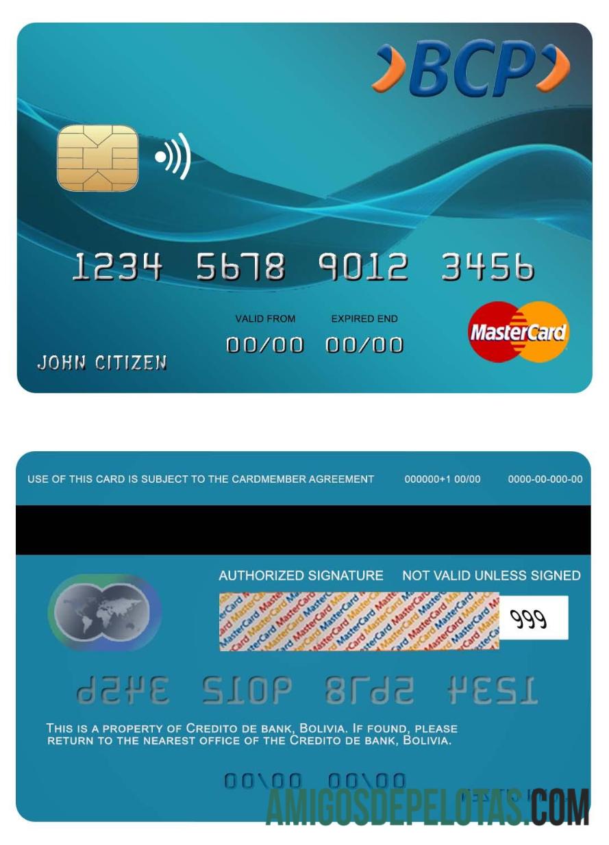 Bolovia Credito Bank Mastercard amostra